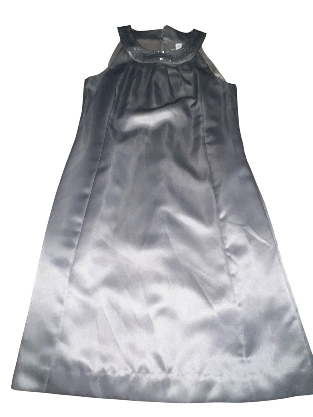 Ann Taylor LOFT Satin Sleeveless A-Line Dress with Embellished Neck. Size 4